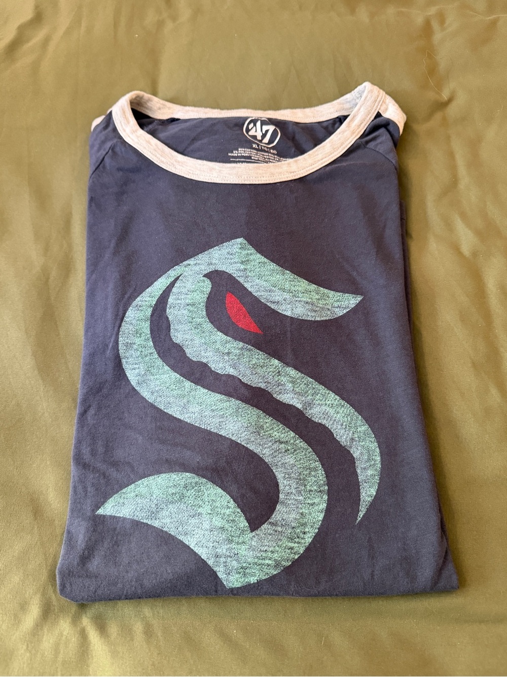 Kraken Navy Short Sleeve Tee with Turquoise Graphic